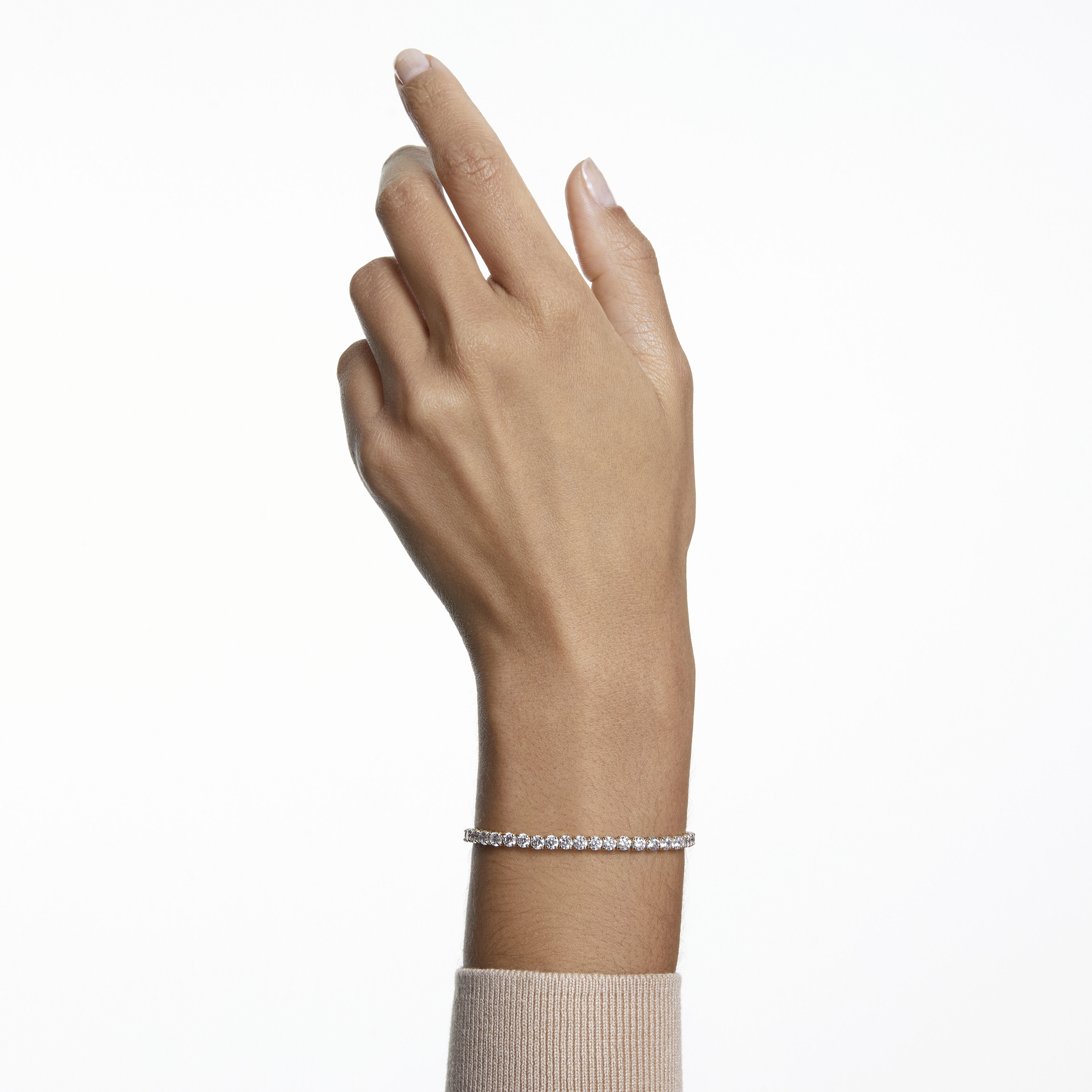 swarovski tennis deluxe bracelet  round cut  white  gold tone plated