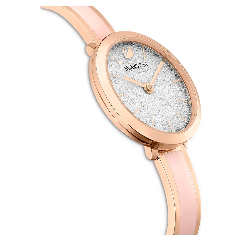 swarovski crystalline delight watch  metal bracelet  pink  rose gold tone finish