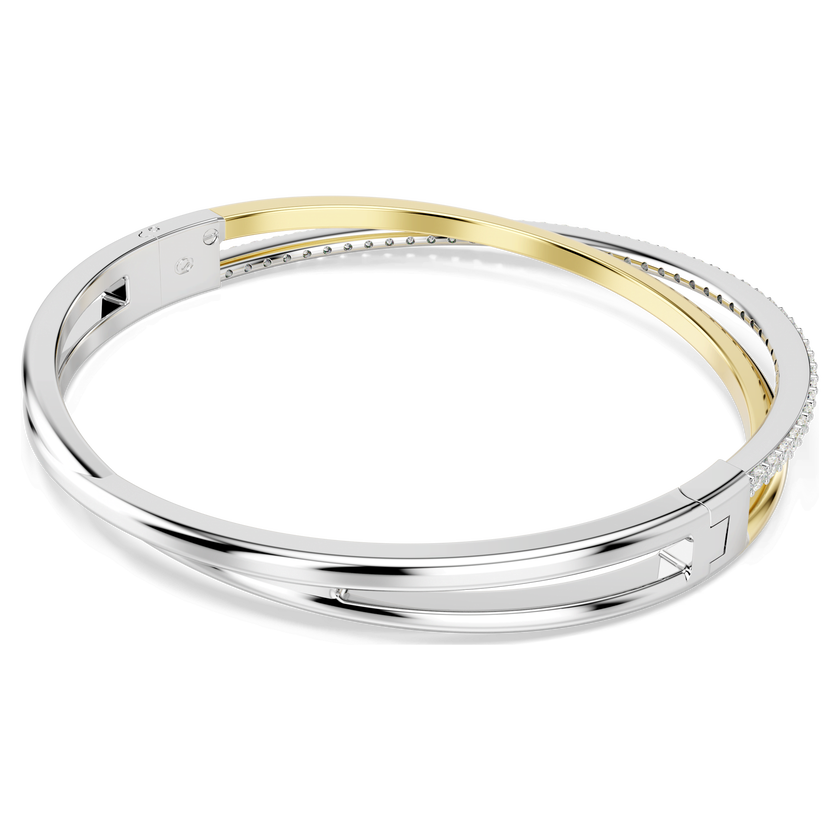 swarovski hyperbola bangle  round cut  white  mixed metal finish