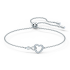 Swarovski Infinity Heart Bracelet, White, Rhodium plated