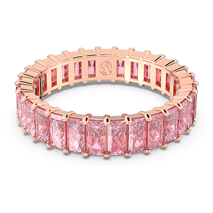swarovski matrix ring  baguette cut  pink  rose gold tone plated