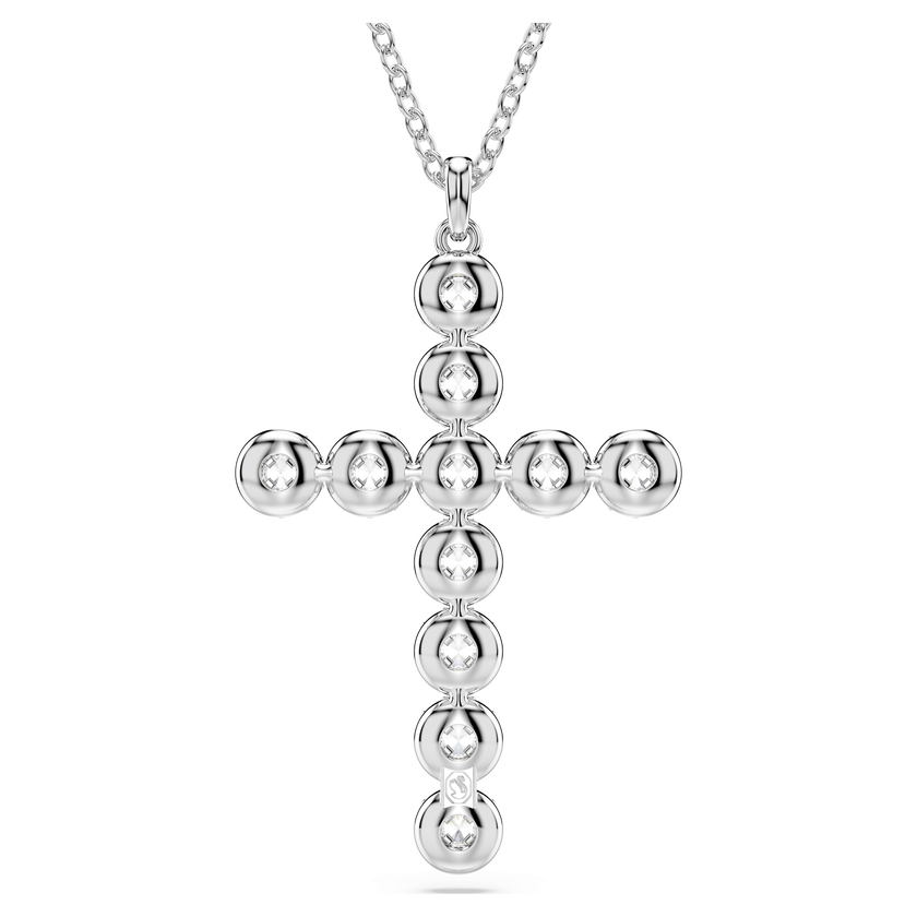 swarovski insigne pendant  mixed cuts  cross  white  rhodium plated