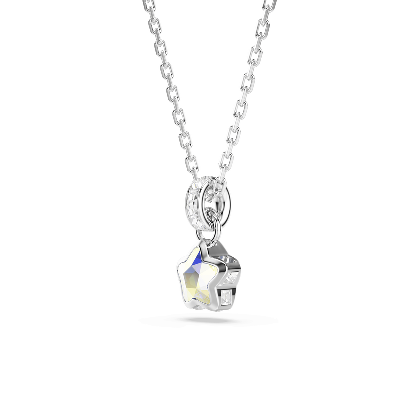 swarovski chroma pendant  mixed cuts  star  white  rhodium plated