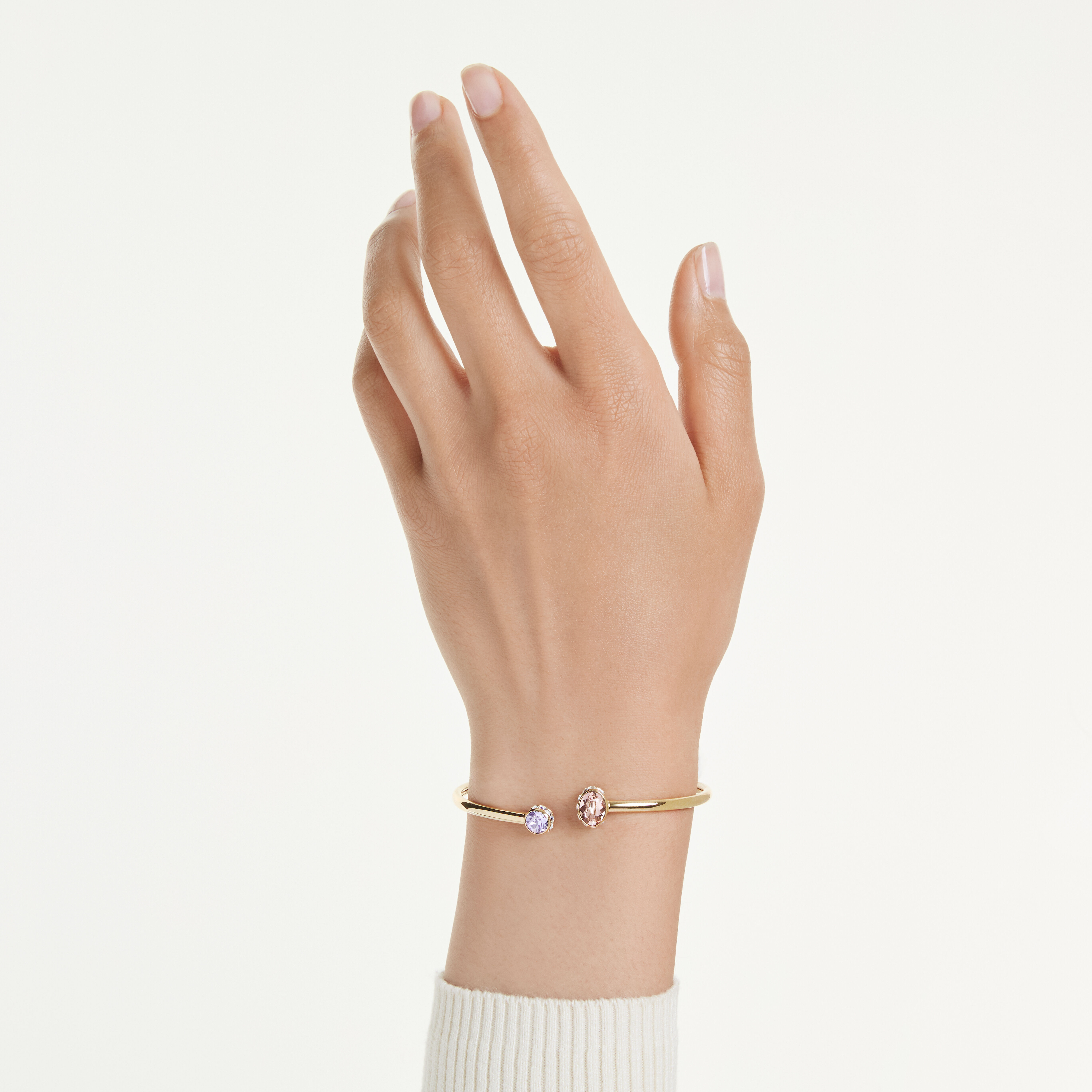 swarovski chroma bangle  mixed cuts  multicolored  gold tone plated