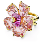 swarovski idyllia cocktail ring flower pink gold tone plated