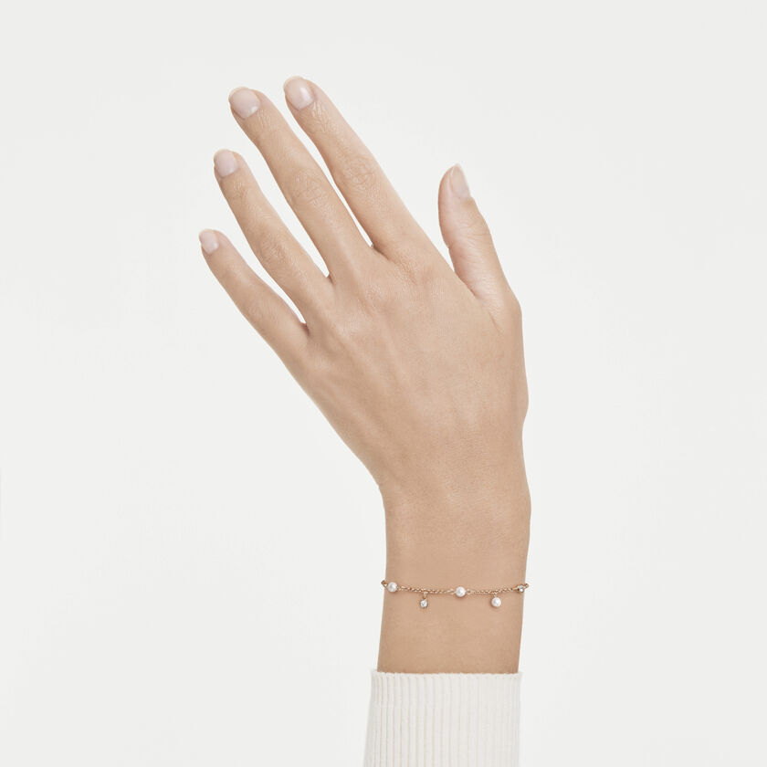swarovski imber bracelet  crystal pearl  round cut  white  18k rose gold finish