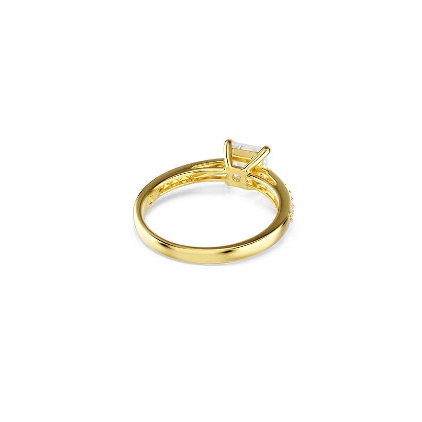 swarovski attract ring  square cut  pav   white  18k gold finish