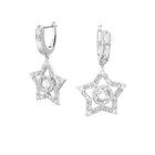 Stella hoop earrings, White, Rhodium plated