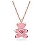 Teddy pendant, Pink, Rose gold-tone plated