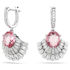 Idyllia drop earrings, Shell, Pink, Rhodium plated