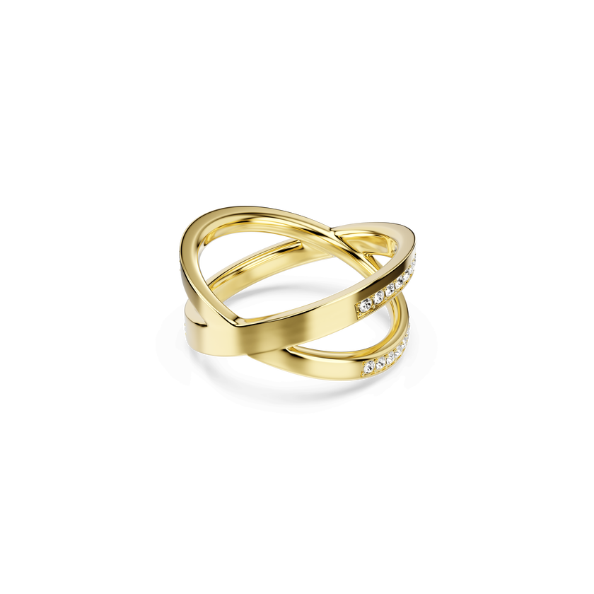 swarovski delta band ring  round cut  white  18k gold finish