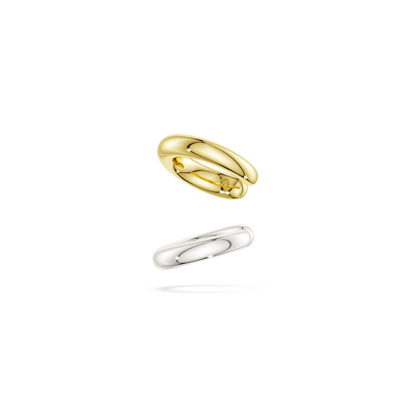 swarovski classica ear cuffs  round cut  white  sterling silver  18k gold finish
