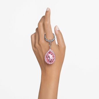 swarovski key ring  pear cut  pink
