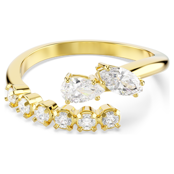 swarovski mesmera open ring  mixed cuts  white  18k gold finish