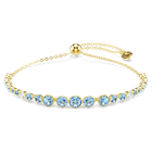 swarovski imber bracelet  round cut  blue  18k gold finish