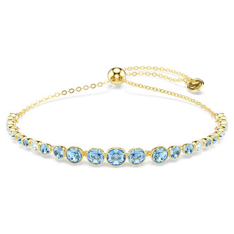 swarovski imber bracelet  round cut  blue  18k gold finish