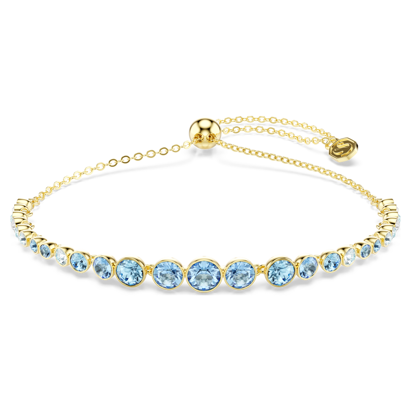 swarovski imber bracelet  round cut  blue  18k gold finish