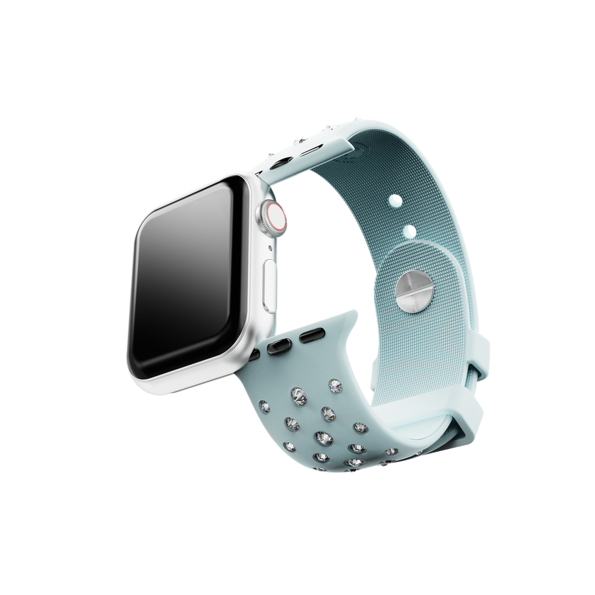 swarovski watch strap  silicone with stitching  green  stainless steel