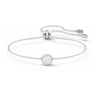 swarovski angelic bracelet  round cut  white  rhodium plated