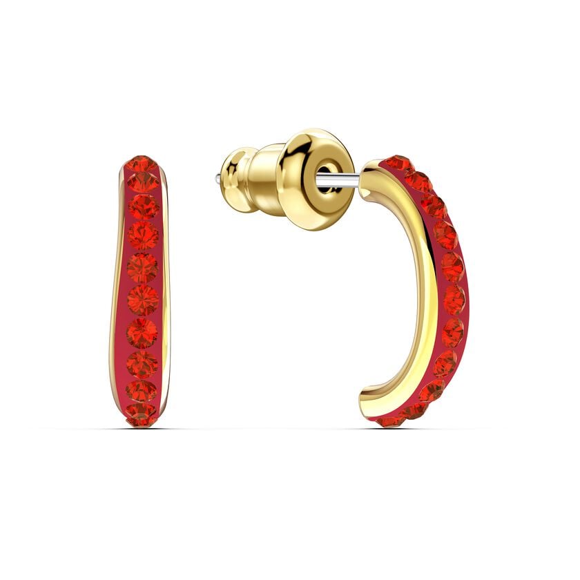 The Elements Hoop Pierced Earrings, Red, Gold-tone plated