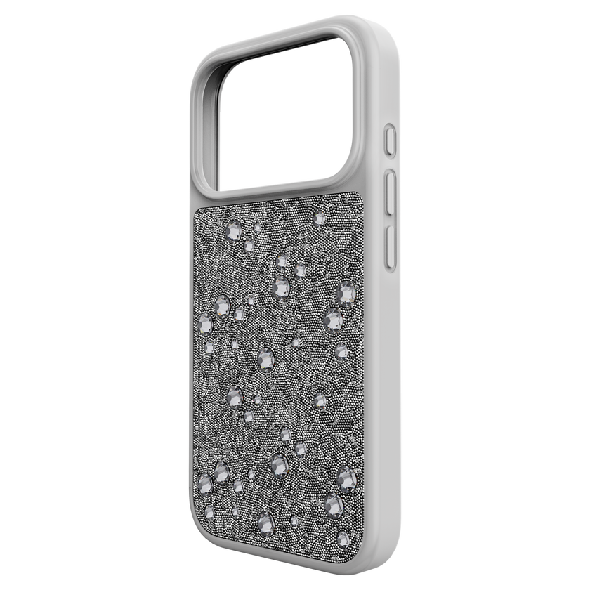 swarovski high smartphone case  flat back crystals  iphone  17 pro  silver tone