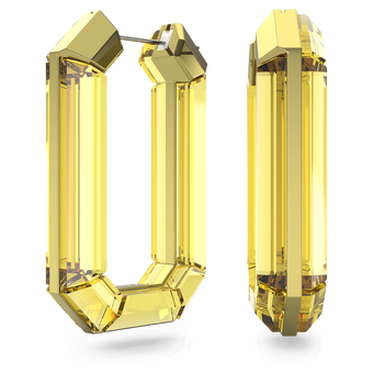 swarovski lucent hoop earrings  statement  octagon shape  yellow