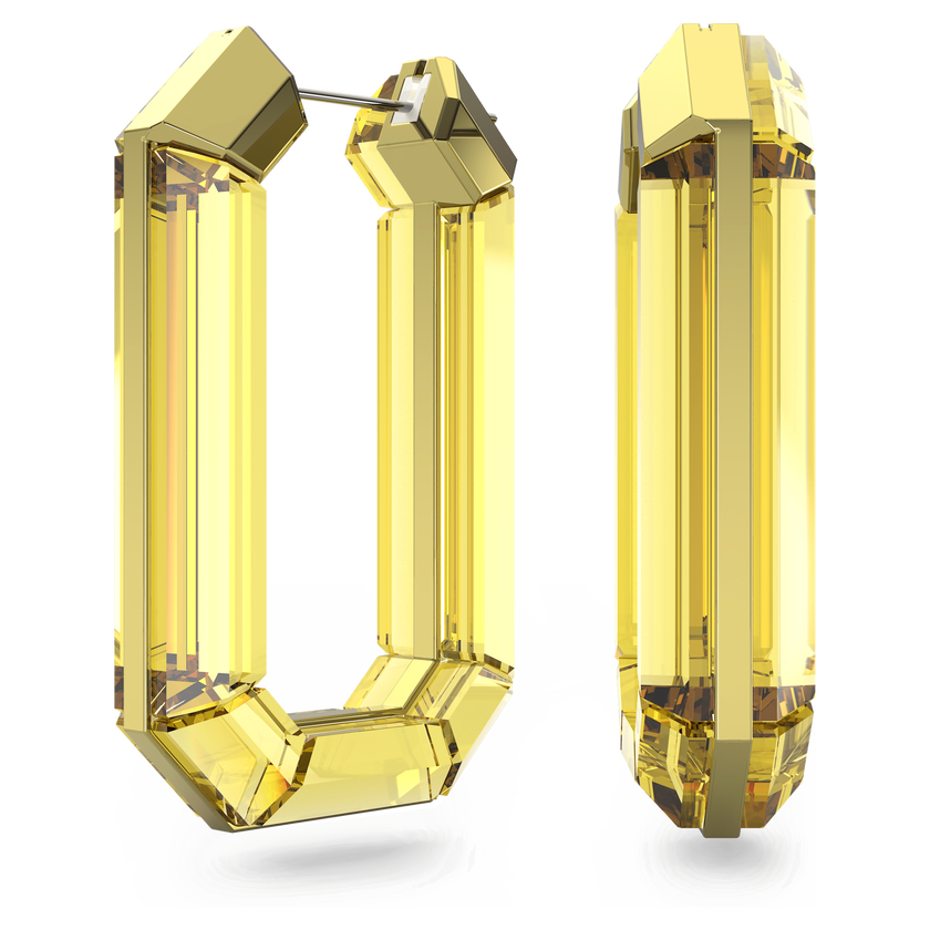 swarovski lucent hoop earrings  statement  octagon shape  yellow