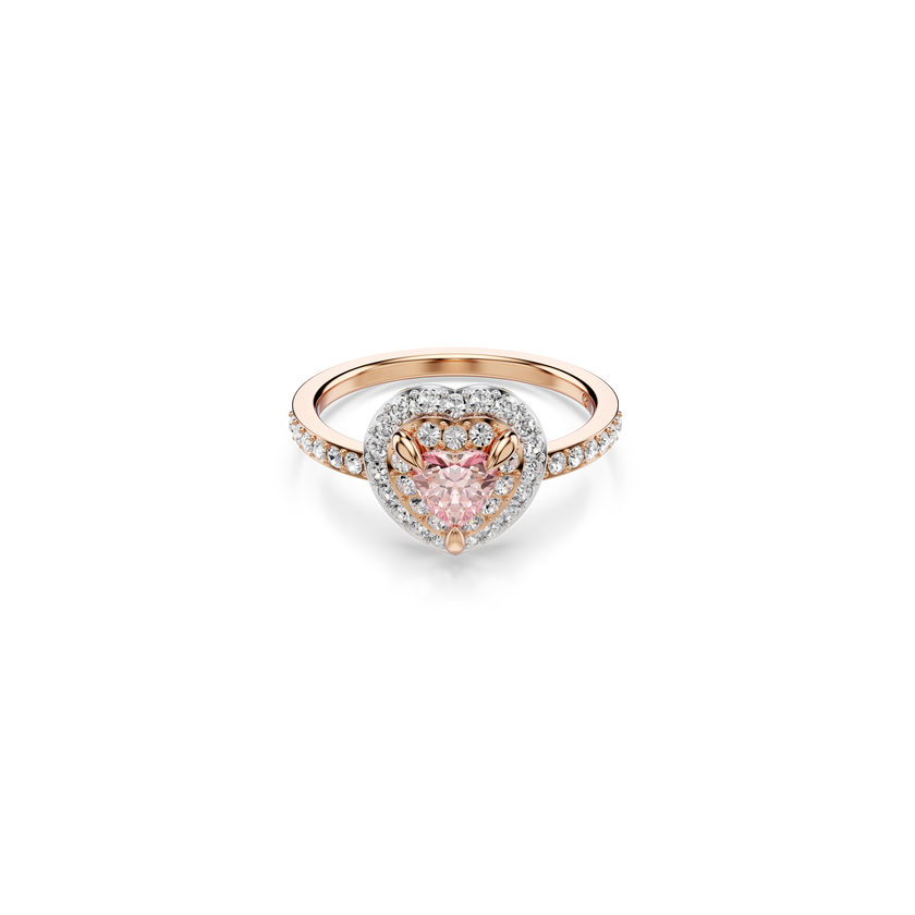 swarovski one motif ring  heart cut  pav   heart  pink  mixed metal finish