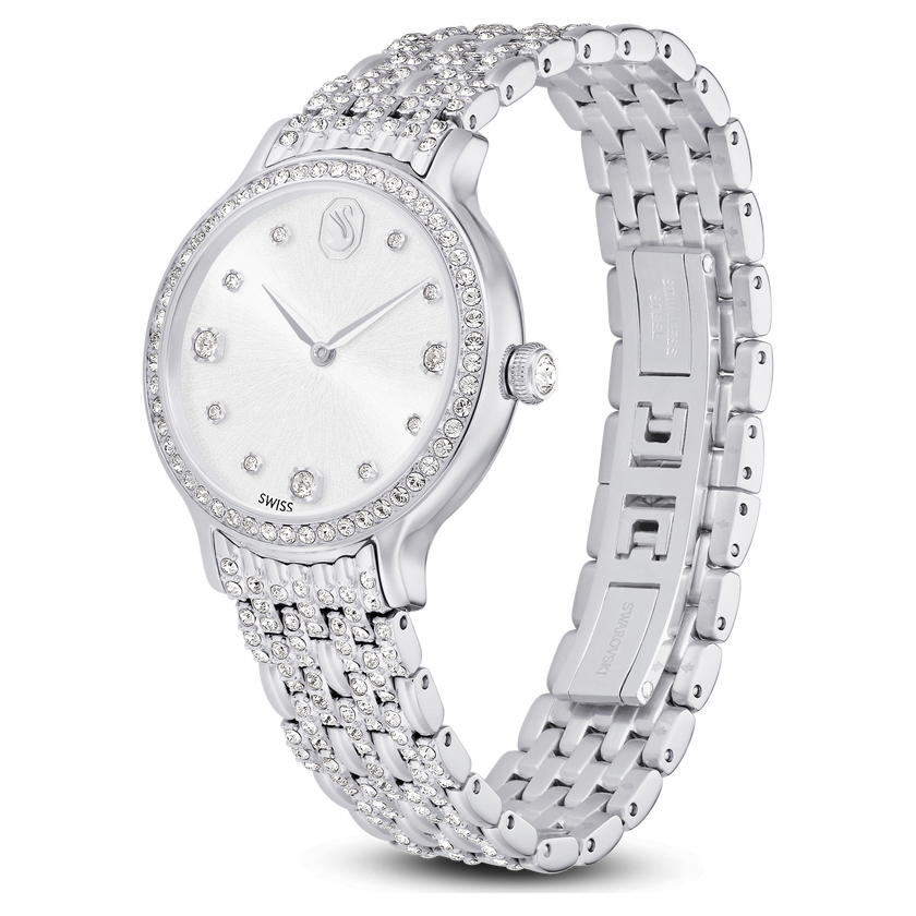 swarovski imber watch  swiss made  metal bracelet  silver tone  stainless steel