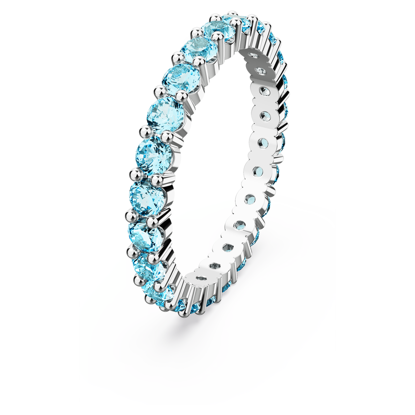swarovski matrix ring  round cut  blue  rhodium plated