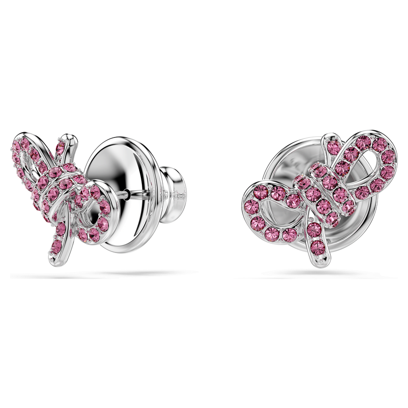 swarovski lifelong bow stud earrings  bow  pink  rhodium plated