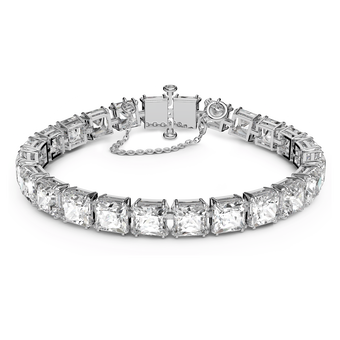 swarovski matrix tennis bracelet square cut small white rhodium plated