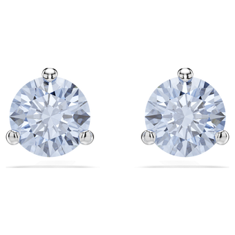 swarovski solitaire stud earrings round cut blue rhodium plated