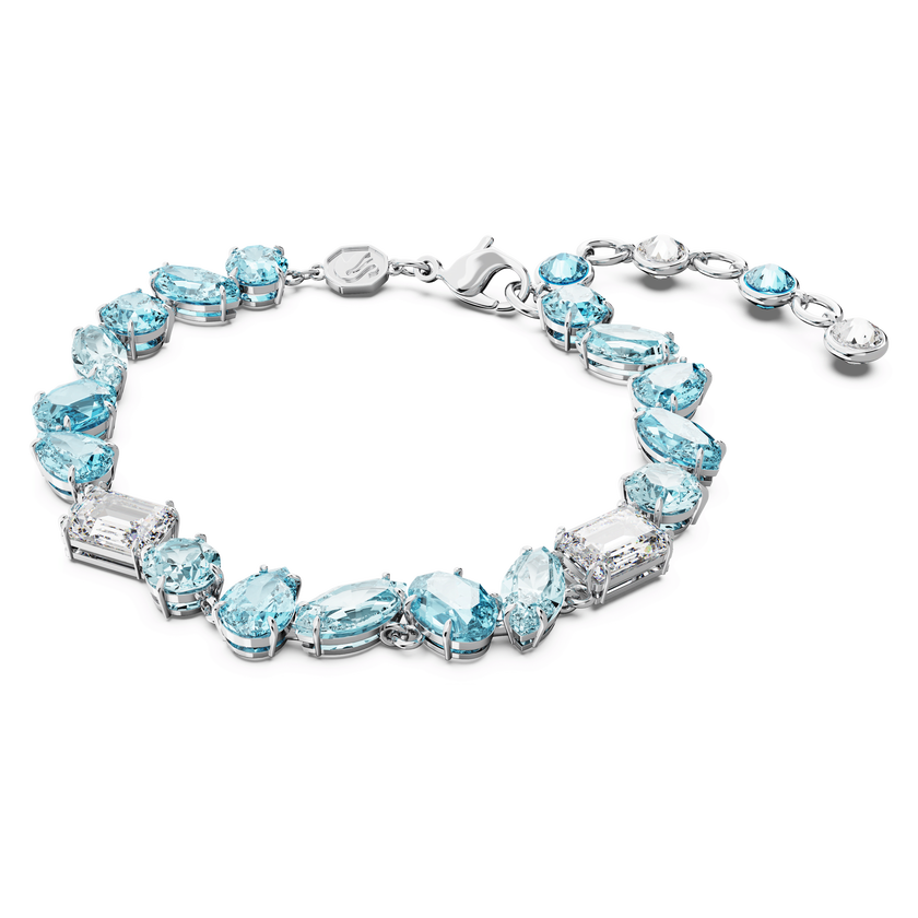 swarovski gema bracelet  mixed cuts  blue  rhodium plated