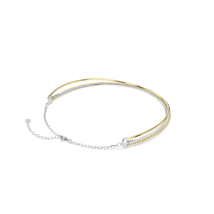 swarovski hyperbola necklace  round cut  white  mixed metal finish