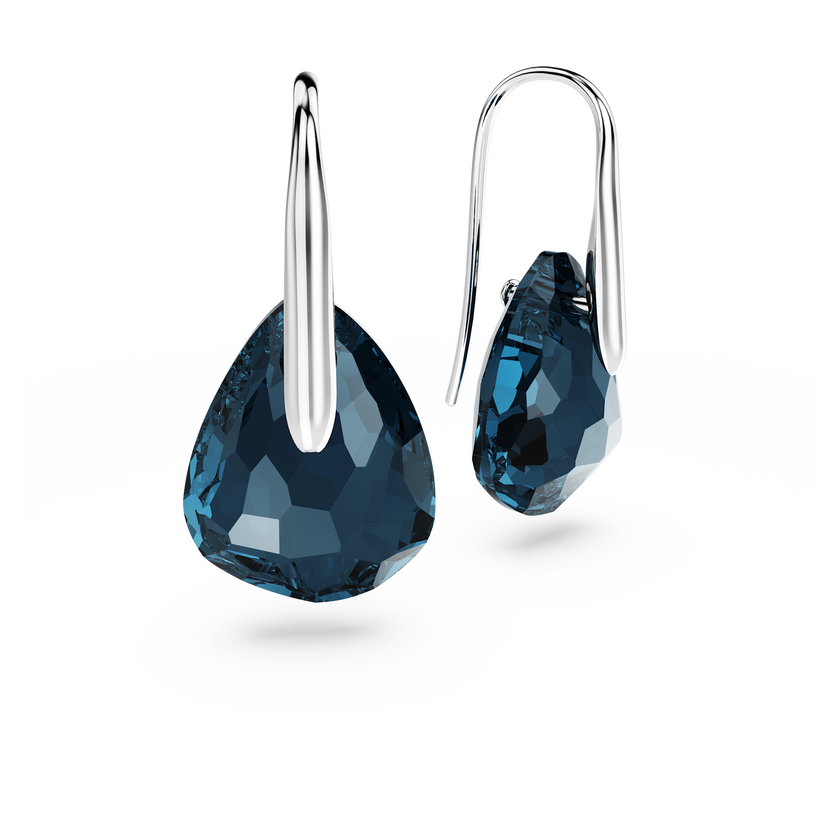 swarovski galet drop earrings  dark blue  rhodium plated