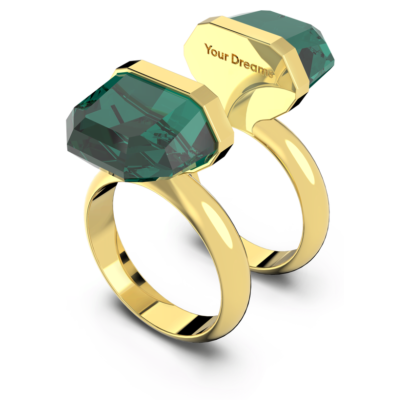 swarovski lucent ring   magnetic  green  gold tone plated