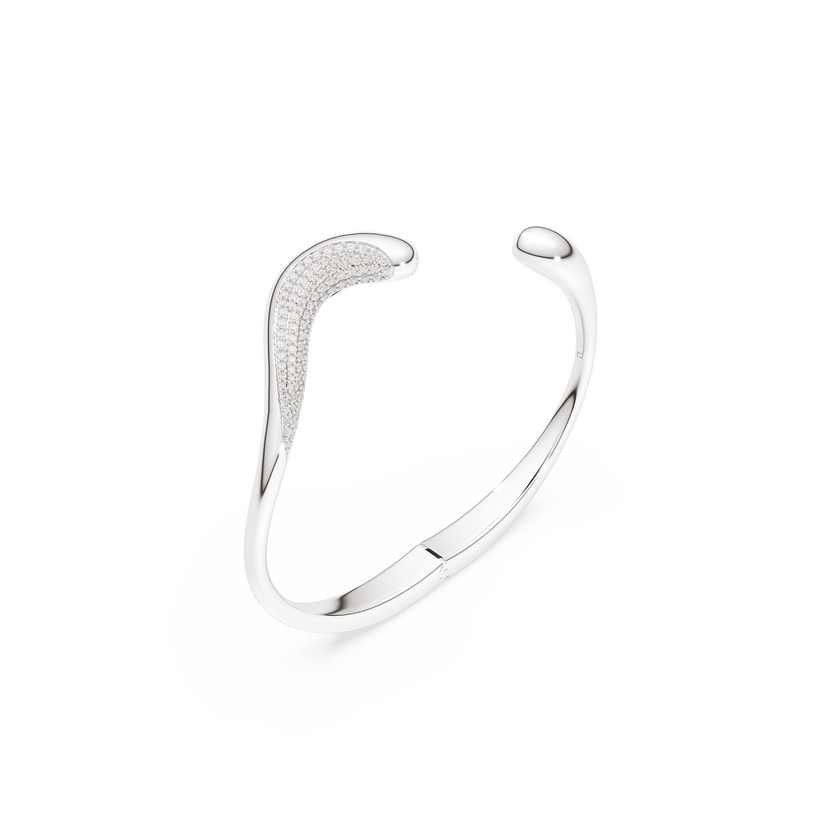 swarovski classica bangle  open  round cut  white  sterling silver