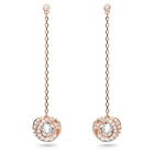 Generation drop earrings, Long, White, Rose gold-tone plated