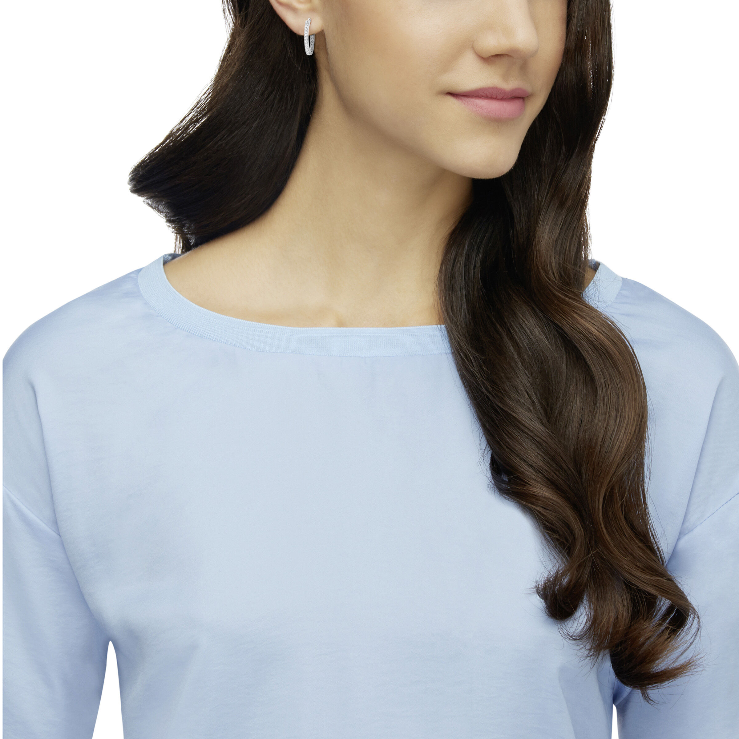 swarovski sommerset hoop earrings  white  rhodium plated