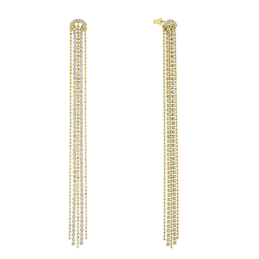 Fit Pierced Tassell Earrings, White, Gold-tone plated