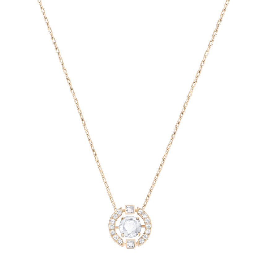 Swarovski Sparkling Dance Round Necklace, White, Rose gold tone plated