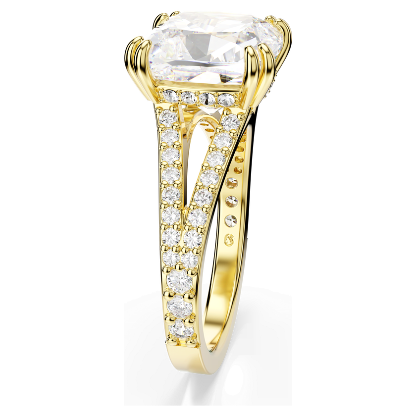 swarovski stilla cocktail ring  square cut  pav   white  18k gold finish