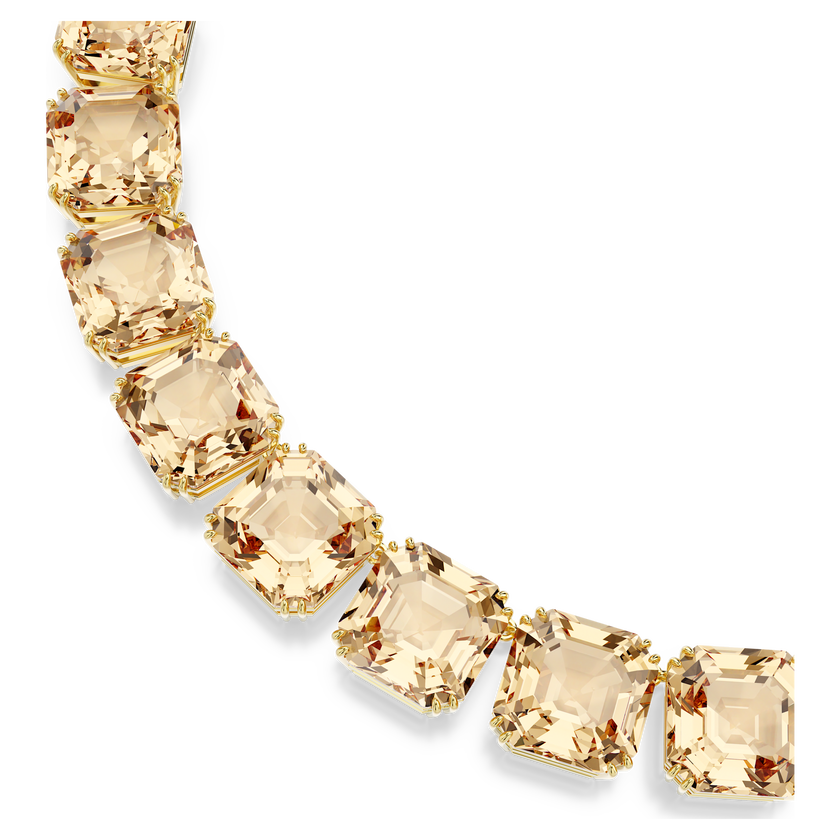 swarovski millenia tennis necklace  octagon cut  caramel  gold tone plated