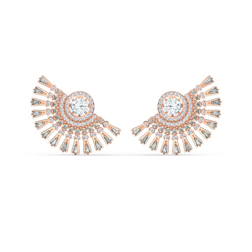 Swarovski Sparkling Dance Dial Up Pierced Earrings, Grey, Rose-gold tone plated