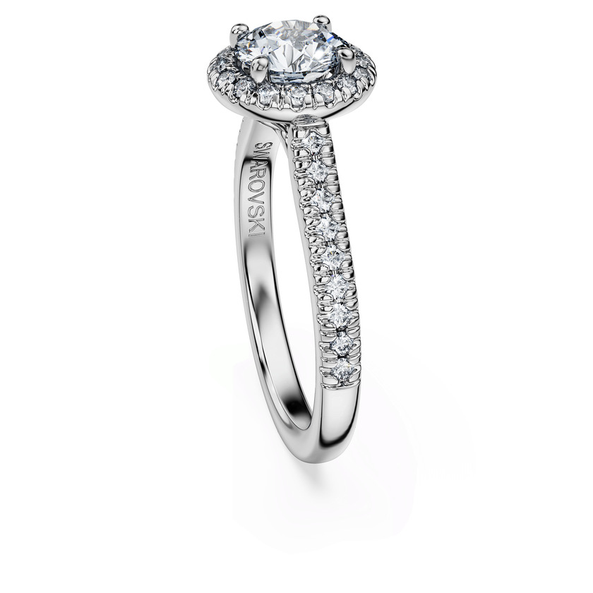 swarovski eternity halo solitaire ring  lab grown diamonds 1 33 ct tw  round shape  18k white gold
