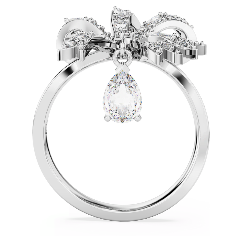 swarovski volta cocktail ring  bow  small  white  rhodium plated
