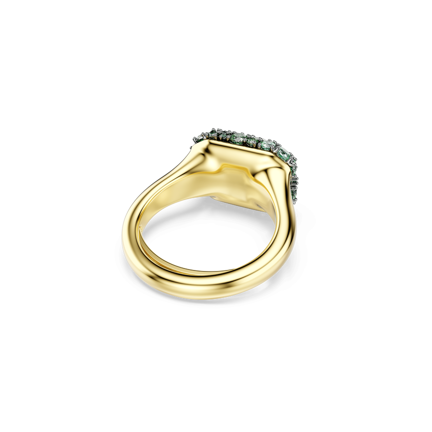 swarovski sublima cocktail ring  octagon cut  green  18k gold finish