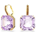 swarovski millenia drop earrings  square cut  purple  18k gold finish
