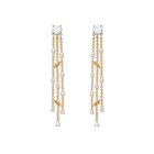 Botanical Tassel Pierced Earrings, White, Gold-tone plated